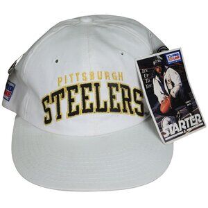 NWT Vintage Pittsburgh Steelers Starter Pinnacle Arch White Snapback Hat Cap